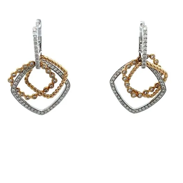 Two Tone 14Kt Multi Squares Diamond Earrings Whidby Jewelers Madison, GA
