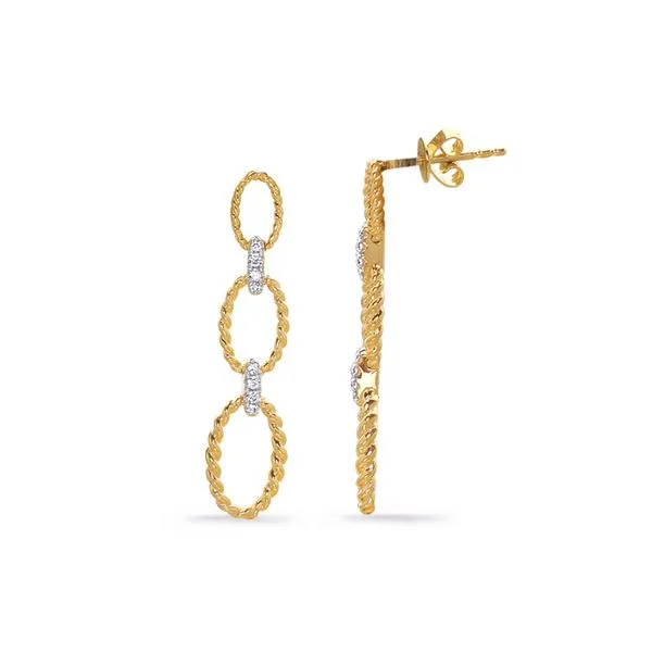 Yellow 14Kt Drop Diamond Earrings