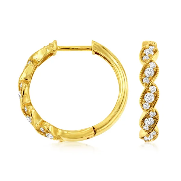 Yellow 14Kt Small Hoop Diamond Earrings