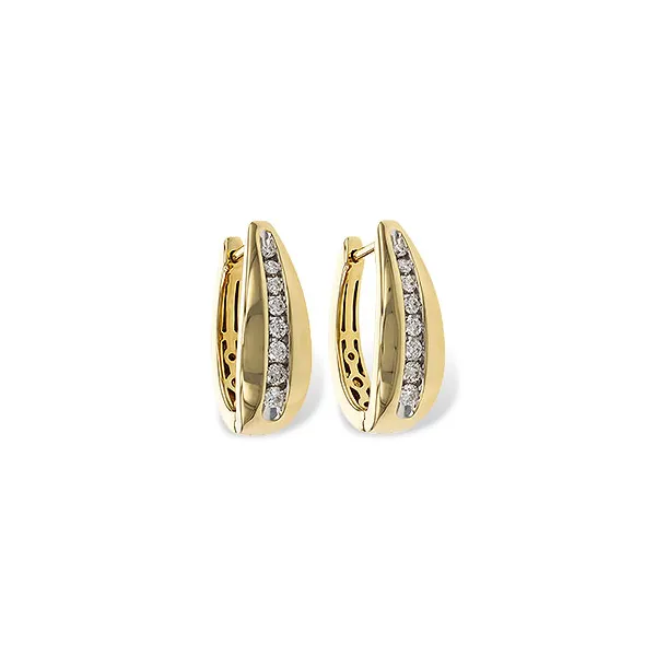 Yellow 14Kt Medium Hoop Diamond Earrings Whidby Jewelers Madison, GA