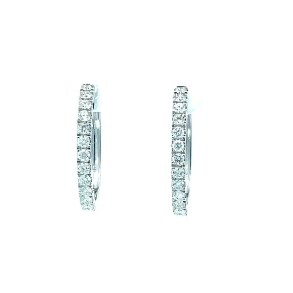 White 14Kt Medium Oval Hoop Diamond Earrings Whidby Jewelers Madison, GA
