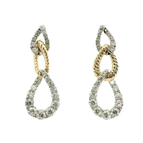 Two Tone 14Kt Drop Diamond Earrings similar item image