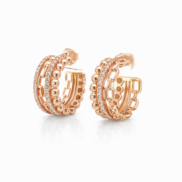 14K Yellow Gold Diamond Multi-Row Hoop Earrings | Beaded & Diamond Hoops Whidby Jewelers Madison, GA