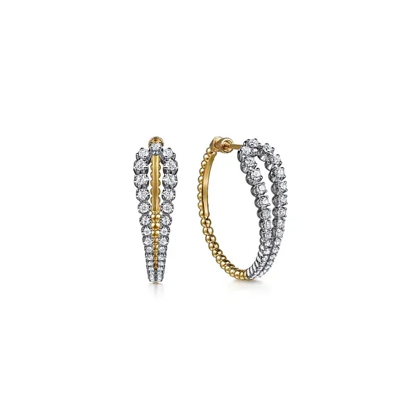 Yellow 14Kt Large Hoop Diamond Earrings Whidby Jewelers Madison, GA