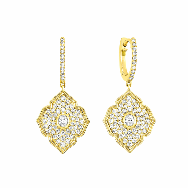 Yellow 14 Karat Flower Diamond Earrings Whidby Jewelers Madison, GA