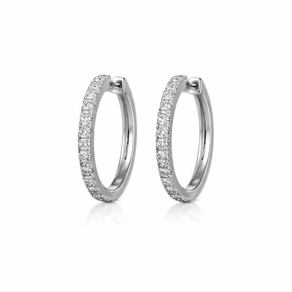 14K White Gold Diamond Hoop Earrings | Pavé Diamond Hoops Whidby Jewelers Madison, GA
