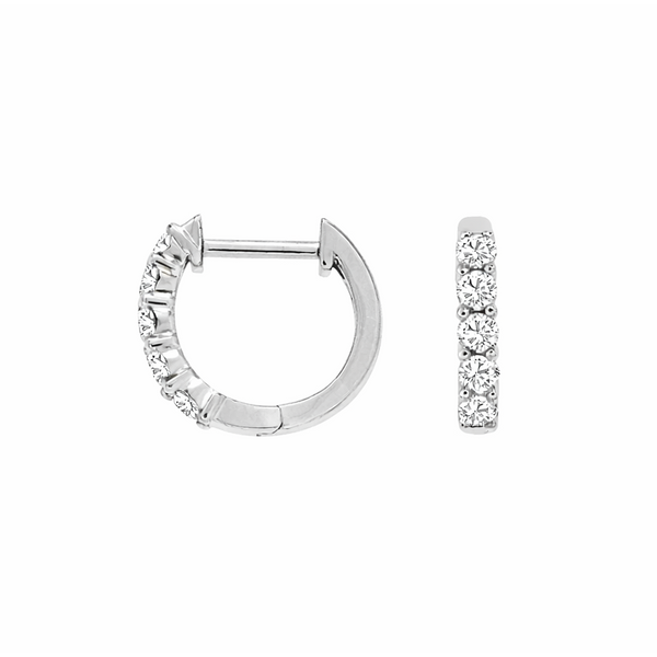 White 14 Karat Small Hoop Diamond Earrings Whidby Jewelers Madison, GA