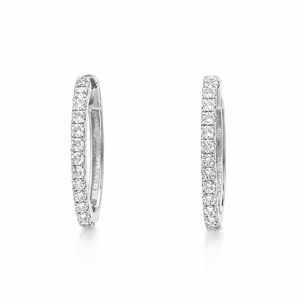 White 14 Karat Diamond Hoop Earrings Whidby Jewelers Madison, GA