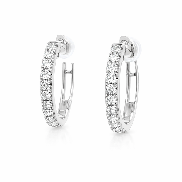 14K White Gold Small Diamond Hoop Earrings | Classic Diamond Hoops Whidby Jewelers Madison, GA