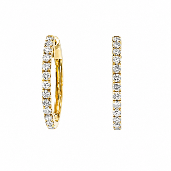14KT Yellow Gold .75 CTW Diamond Hoop Earrings Whidby Jewelers Madison, GA