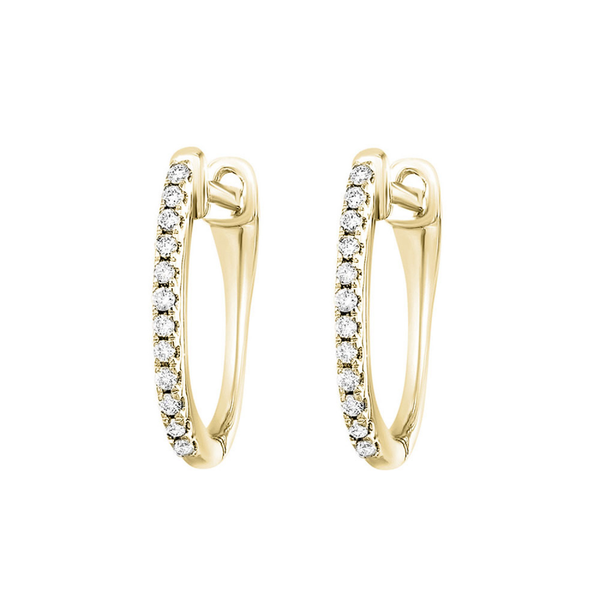 10K Yellow Gold Diamond Huggie Hoop Earrings | Pavé Diamond Hoops Whidby Jewelers Madison, GA