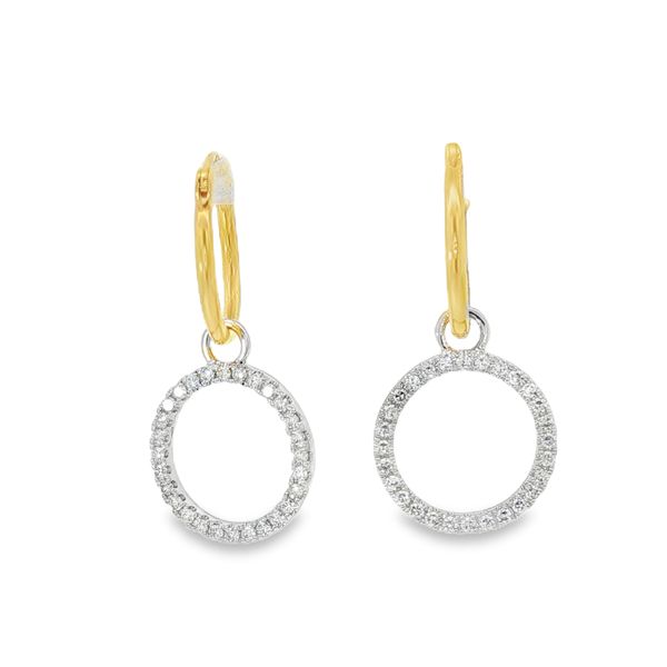 Two-Tone 14kt Gold Round Brilliant Diamond Drop Earrings Whidby Jewelers Madison, GA