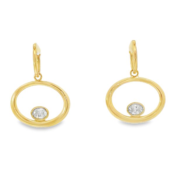 14kt Yellow Gold Bezel Set Oval Diamond Drop Earrings Whidby Jewelers Madison, GA