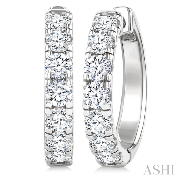 14KT White Gold Round Brilliant Diamond Hoop Earrings Whidby Jewelers Madison, GA