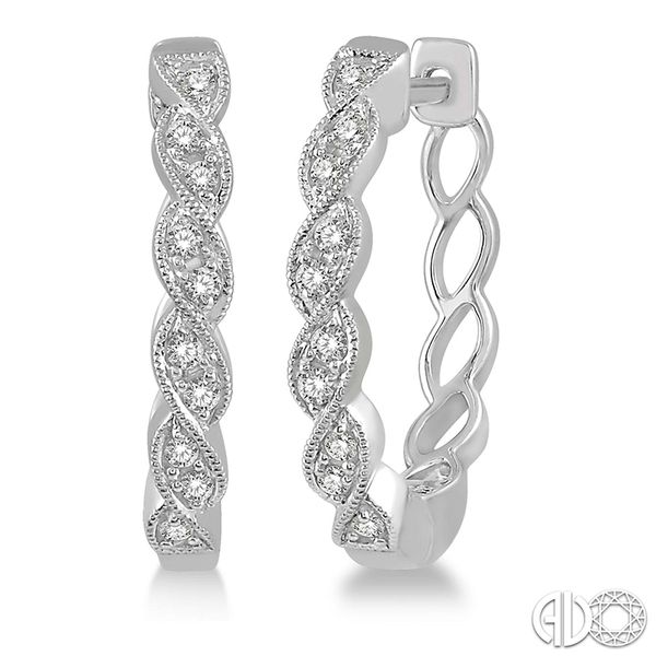 10KT White Gold Round Brilliant Diamond Hoop Earrings Whidby Jewelers Madison, GA