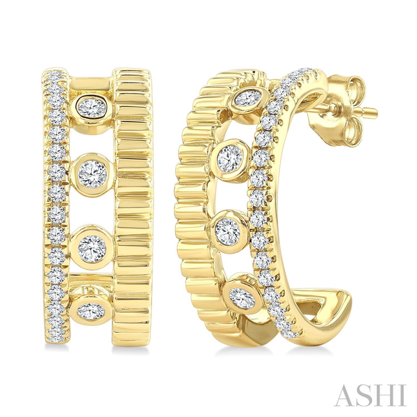 14KT Yellow Gold Round Diamond Hoop Earrings Whidby Jewelers Madison, GA