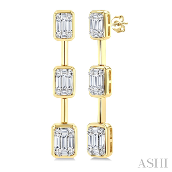 14KT Yellow Gold Baguette Diamond Drop Earrings Whidby Jewelers Madison, GA