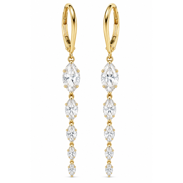 14KT Yellow Gold Graduated Marquise Lab Grown Diamond Drop Earrings Whidby Jewelers Madison, GA
