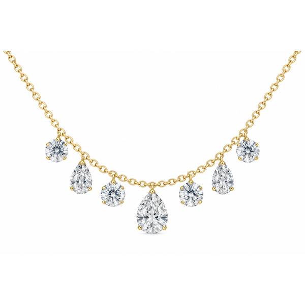 Multi-Shape Lab Grown Diamond Station Necklace in 14KT Yellow Gold Whidby Jewelers Madison, GA