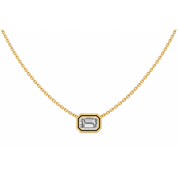 1 CT Emerald Cut Lab Grown Diamond Bezel Set Necklace in 14KT Yellow Gold Whidby Jewelers Madison, GA