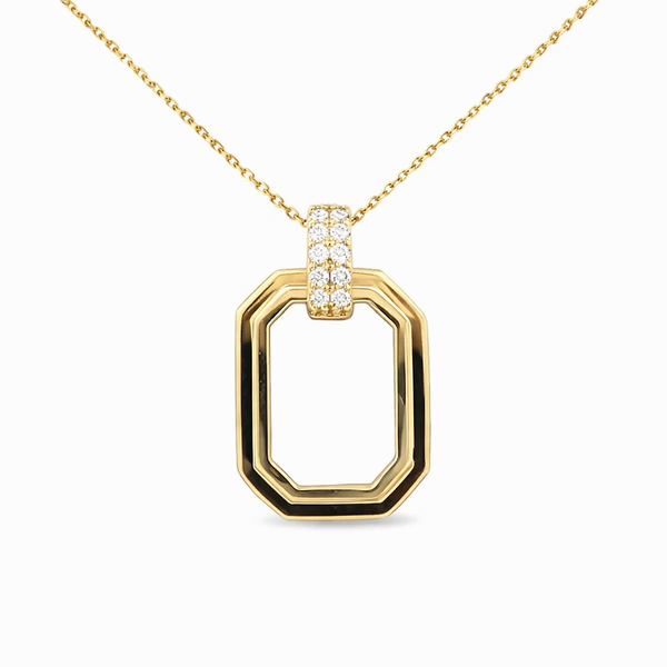 14kt Yellow Gold Diamond Open Frame Pendant Necklace .25 CTW Geometric Design Whidby Jewelers Madison, GA