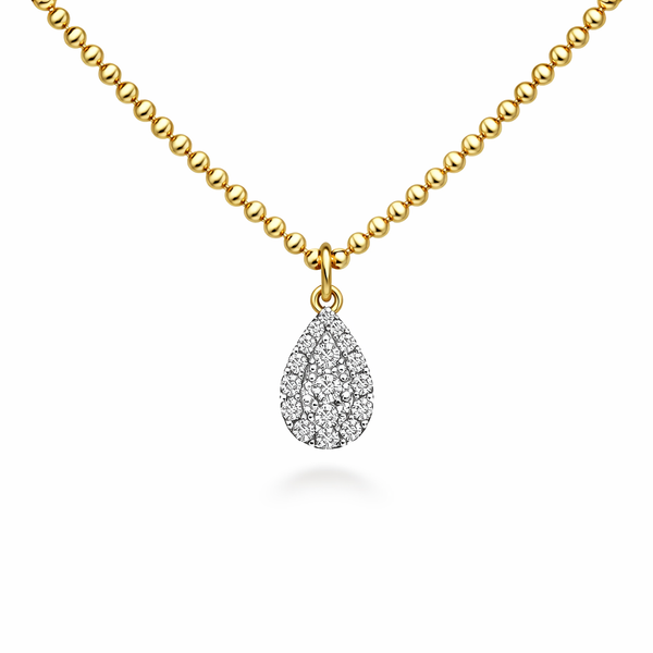 14K Yellow Gold 0.25 CTW Diamond Teardrop Pendant Necklace Whidby Jewelers Madison, GA