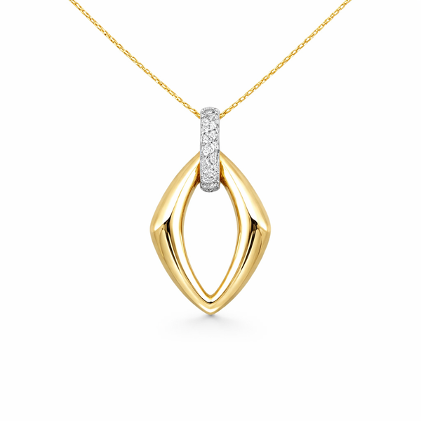 14kt Yellow Gold Diamond Drop Pendant Necklace .25 CTW Modern Design Whidby Jewelers Madison, GA