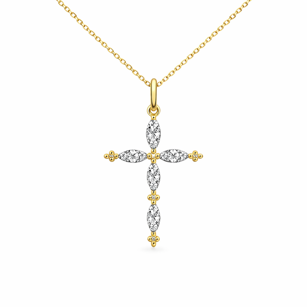 14K Yellow Gold 0.35 CTW Round Diamond Cross Pendant Necklace Whidby Jewelers Madison, GA