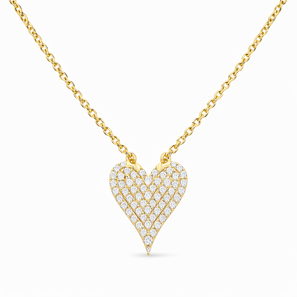 14kt Yellow Gold Diamond Heart Necklace .20 CTW Pavé Design Whidby Jewelers Madison, GA