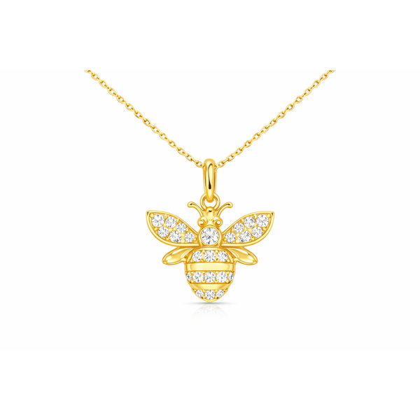 14K Yellow Gold 0.23 CTW Diamond Bee Pendant Necklace Whidby Jewelers Madison, GA