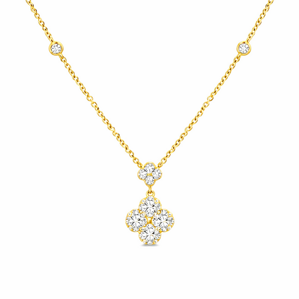 14K Yellow Gold 0.50 CTW Diamond Floral Drop Pendant Necklace Whidby Jewelers Madison, GA