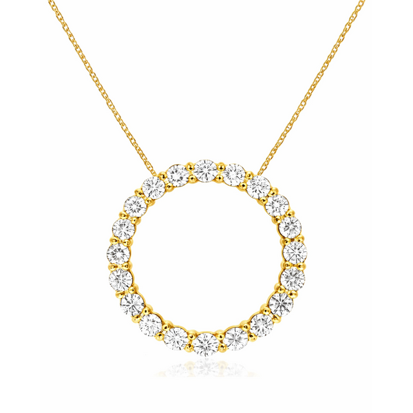 14K Yellow Gold 1 CTW Diamond Circle Pendant Necklace Whidby Jewelers Madison, GA