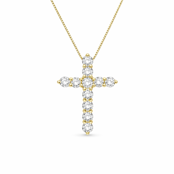 14K Yellow Gold 0.25 CTW Diamond Cross Pendant Necklace Whidby Jewelers Madison, GA