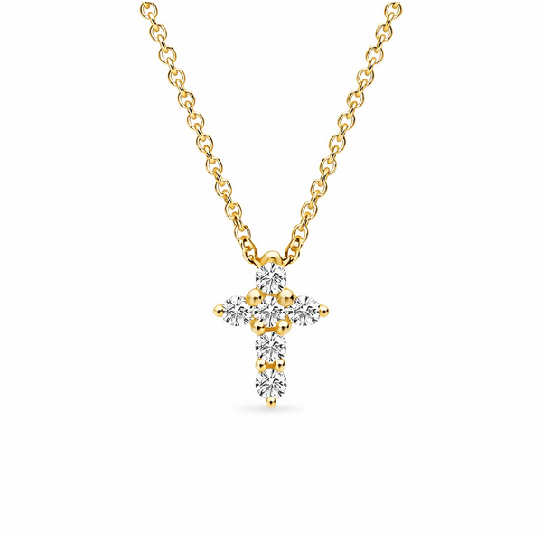 14K Yellow Gold 0.10 CTW Diamond Cross Pendant Necklace Whidby Jewelers Madison, GA