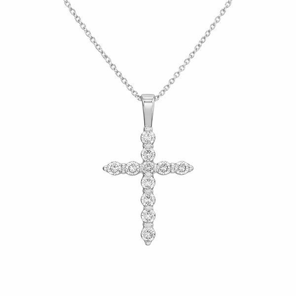 14K White Gold 0.10 CTW Diamond Cross Pendant Necklace Whidby Jewelers Madison, GA