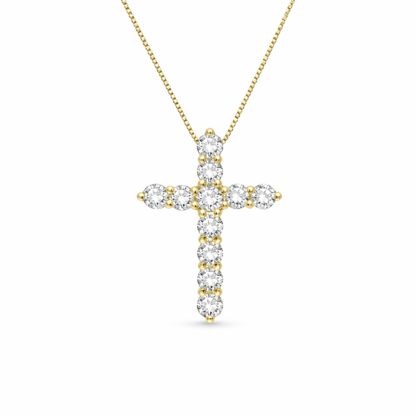 14K Yellow Gold 1 CTW Diamond Cross Pendant Necklace Whidby Jewelers Madison, GA