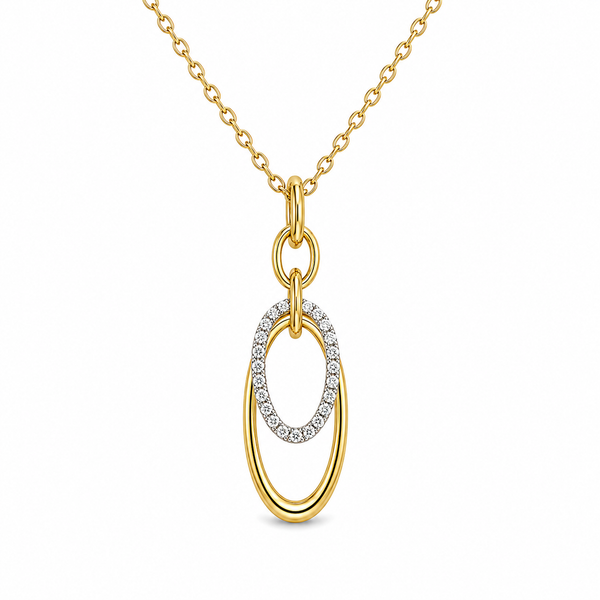 14KT Two-Tone Gold Diamond Double Oval Pendant Necklace Whidby Jewelers Madison, GA