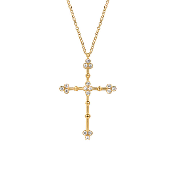 14K Yellow Gold 0.35 CTW Diamond Cross Pendant Necklace Whidby Jewelers Madison, GA