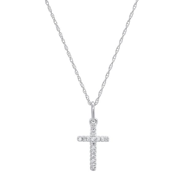 Diamond Cross Pendant Necklace in 10kt White Gold Whidby Jewelers Madison, GA