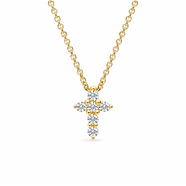 14K Yellow Gold 0.10 CTW Diamond Cross Pendant Necklace Whidby Jewelers Madison, GA