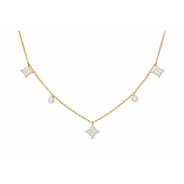 14K Yellow Gold 0.21 CTW Diamond Station Drop Necklace Whidby Jewelers Madison, GA