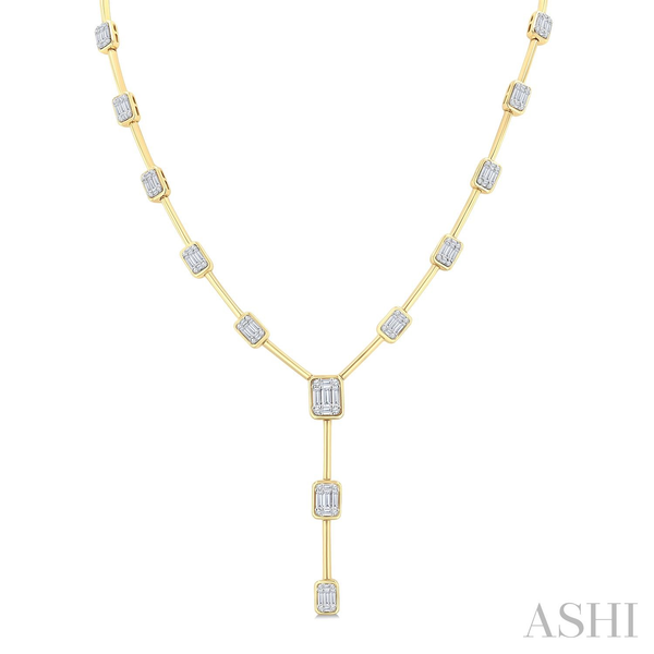 14KT Yellow Gold Baguette Diamond Drop Station Necklace Whidby Jewelers Madison, GA