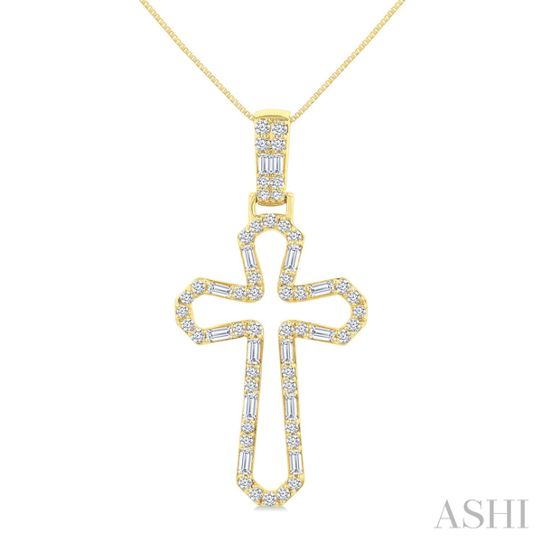 10KT Yellow Gold Multi-Shape Diamond Cross Necklace Whidby Jewelers Madison, GA