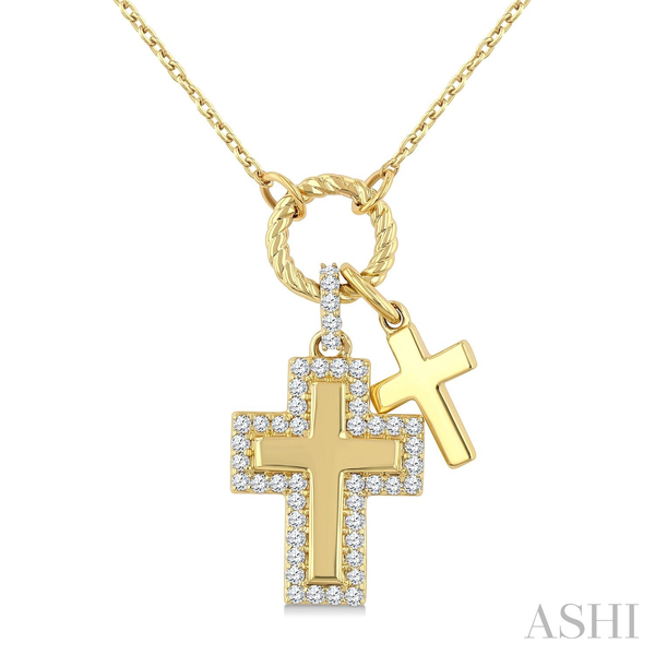 10KT Yellow Gold Double Cross Diamond Necklace Whidby Jewelers Madison, GA