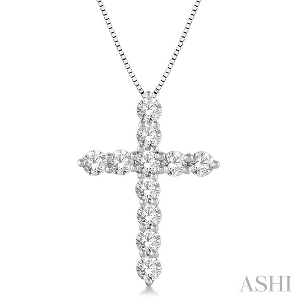 14KT White Gold 1 CTW Diamond Cross Necklace Whidby Jewelers Madison, GA