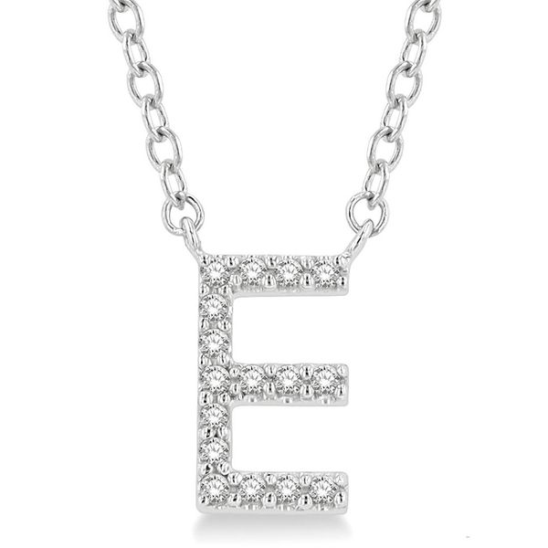 10KT White Gold Diamond E Initial Necklace Whidby Jewelers Madison, GA