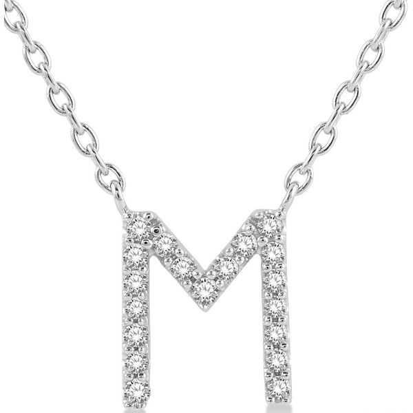 10KT White Gold Diamond M Initial Necklace Whidby Jewelers Madison, GA