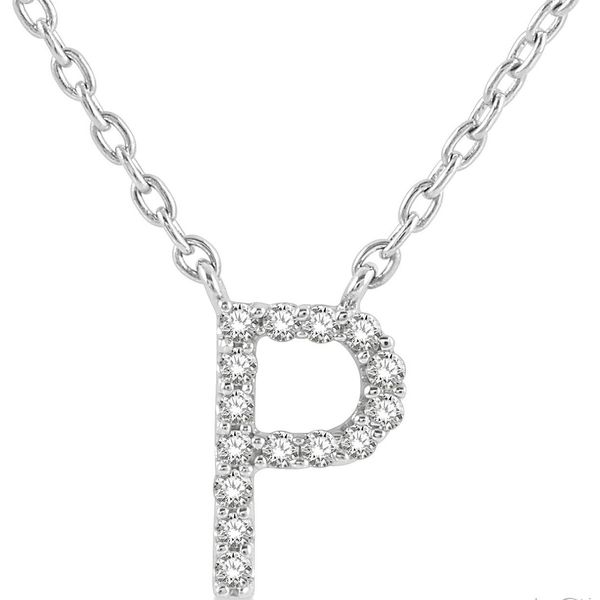 10KT White Gold Diamond P Initial Necklace Whidby Jewelers Madison, GA