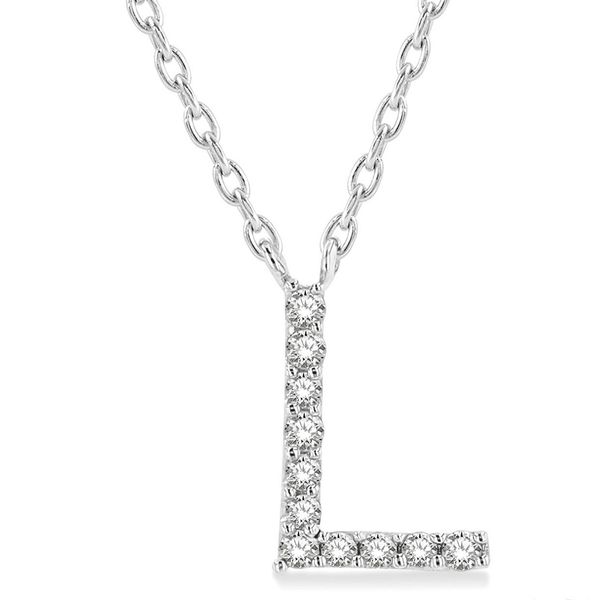 10KT White Gold Diamond L Initial Necklace Whidby Jewelers Madison, GA