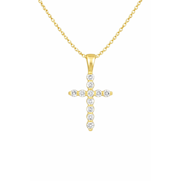 14K Yellow Gold 0.20 CTW Diamond Cross Pendant Necklace Whidby Jewelers Madison, GA